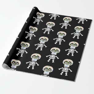 Halloween niedliches Skelett Geschenkpapier