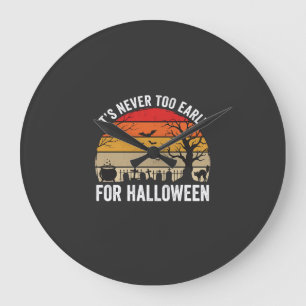 Halloween niemals zu früh Vintage-Sonnenuntergang Große Wanduhr