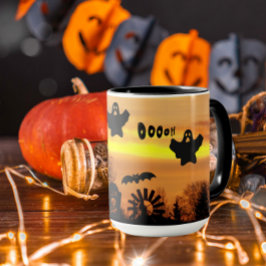 Halloween Night Beängstigend Ghosts and Bats Tasse