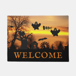 Halloween Night Beängstigend Ghosts and Bats Willk Fußmatte