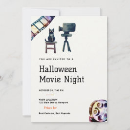 Halloween Night Black Cat Projector Fun Chic Einladung
