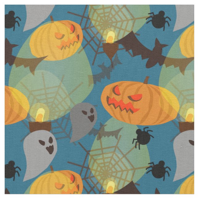 Halloween Night Blue Stoff (Nahaufnahme)
