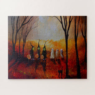 Halloween Night Full Moon Geister und Hexen Puzzle