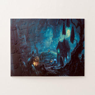 Halloween Night Full Moon Spuk Friedhof Puzzle