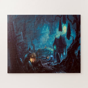 Halloween Night Full Moon Spuk Friedhof Puzzle