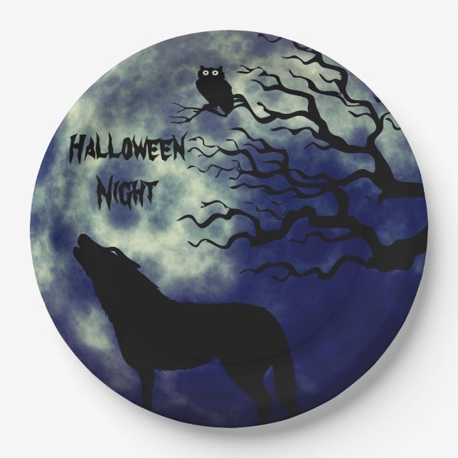 Halloween Night Fullmoon 2 Paper Plate Pappteller (Vorderseite)