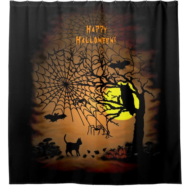 Halloween Night, glückliches Halloween! Duschvorhang (Vorderseite)