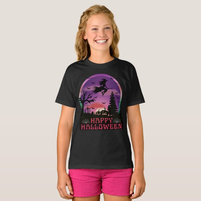 HALLOWEEN NIGHT GRAVEYARD WITCH T-Shirt (Vorne ganz)