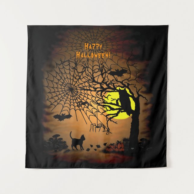 Halloween Night, Happy Halloween ! Wandteppich (Vorderseite)
