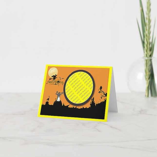 Halloween Night in Orange Glow Fügen Sie Ihr Foto  Karte (Vorderseite)