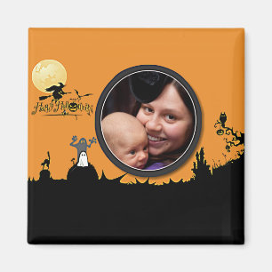 Halloween Night in Orange Glow Fügen Sie Ihr Foto  Magnet