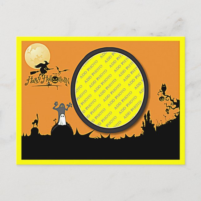 Halloween Night in Orange Glow Fügen Sie Ihr Foto  Postkarte (Vorderseite)