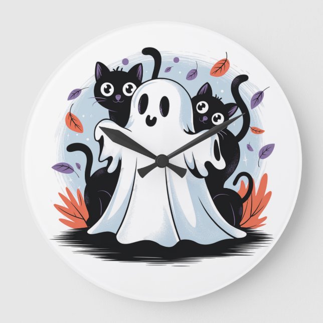 Halloween Night Prowl Große Wanduhr (Vorderseite)