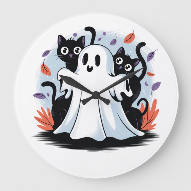 Halloween Night Prowl Große Wanduhr (Vorderseite)