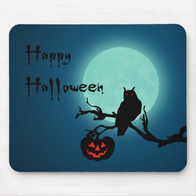 Halloween Night Pumpkin Owl Mousepad (Vorne)