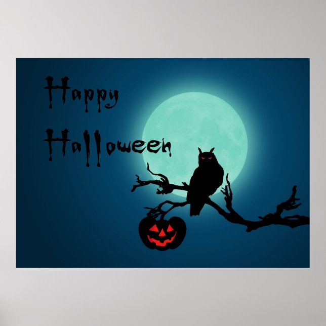 Halloween Night Pumpkin Owl Poster (Vorne)