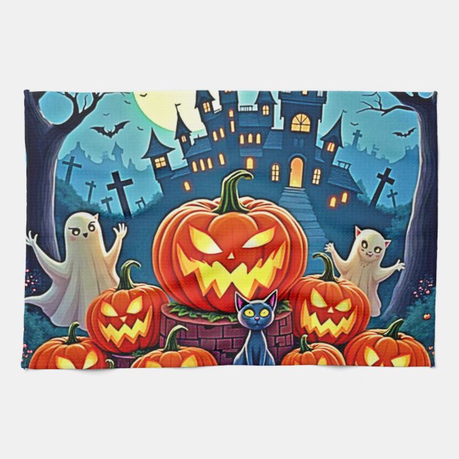 Halloween Night: Spooky Fun Art Geschirrtuch (Horizontal)