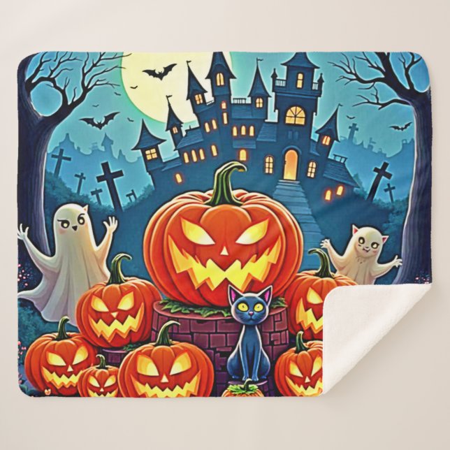 Halloween Night: Spooky Fun Art Sherpadecke (Vorderseite (Horizontal))