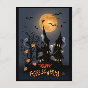 Halloween Night Spuk Vampire Castle Postkarte