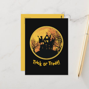 Halloween Night Trick oder Treat Full Moon House Postkarte
