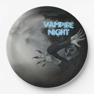 Halloween Night Vampire im Wald Pappteller