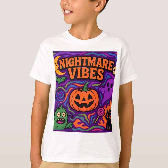 Halloween Night Vibe Retro farbenfrohe Kleidung Un T-Shirt (Vorderseite)