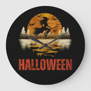 HALLOWEEN NIGHT WITCH GROßE WANDUHR