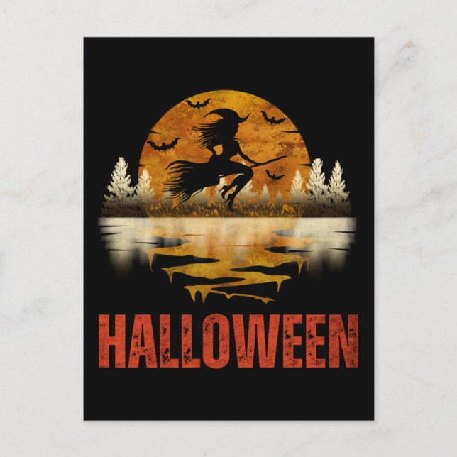 HALLOWEEN NIGHT WITCH POSTKARTE (Vorderseite)