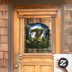 Halloween Night Zombie Rising Full Moon Friedhof Fensteraufkleber