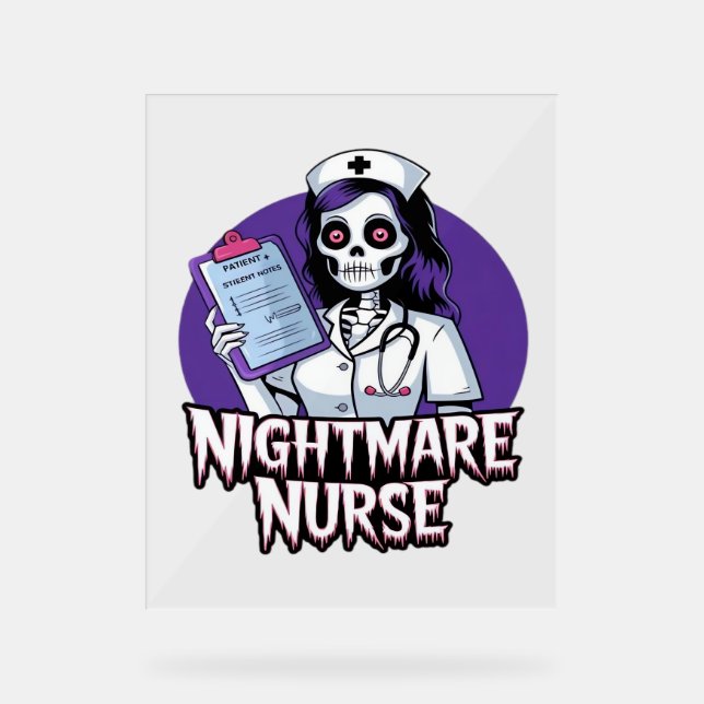 Halloween Nightmare Nurse Classic T - Shirt Acrylschild (Vorderseite)