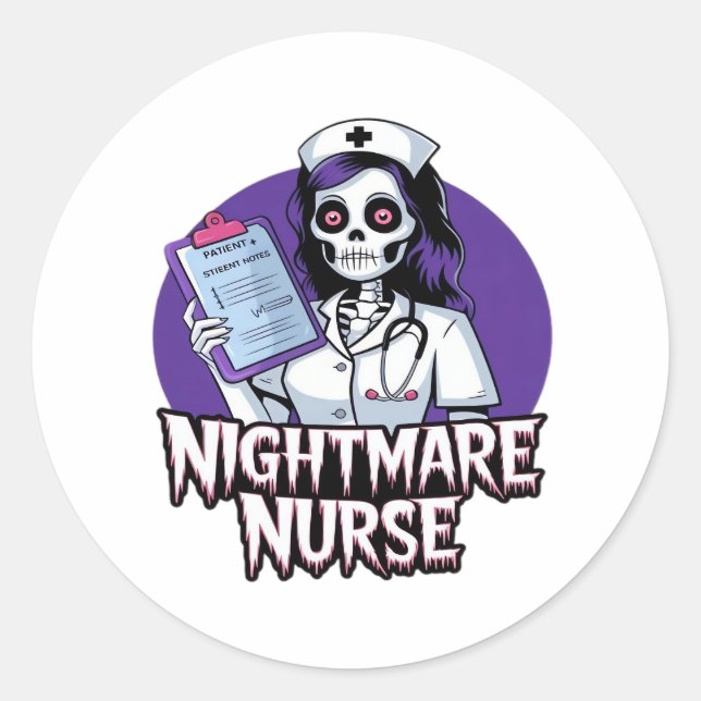 Halloween Nightmare Nurse Classic T - Shirt Runder Aufkleber (Vorderseite)