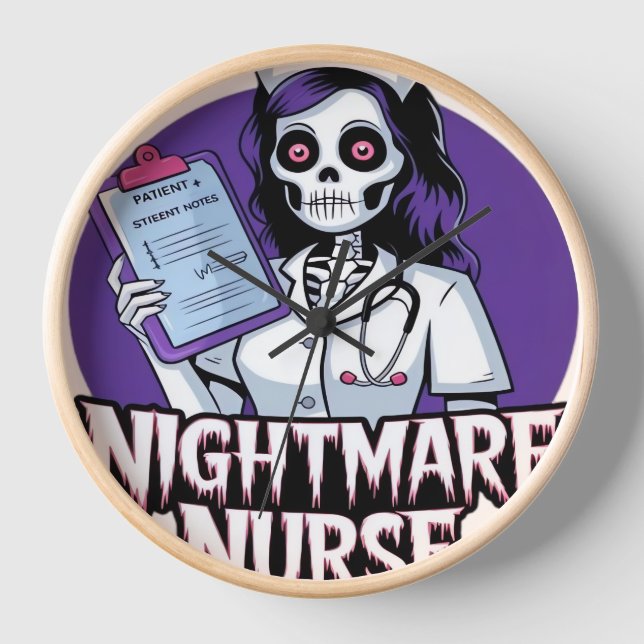 Halloween Nightmare Nurse Classic T - Shirt Uhr (Vorderseite)
