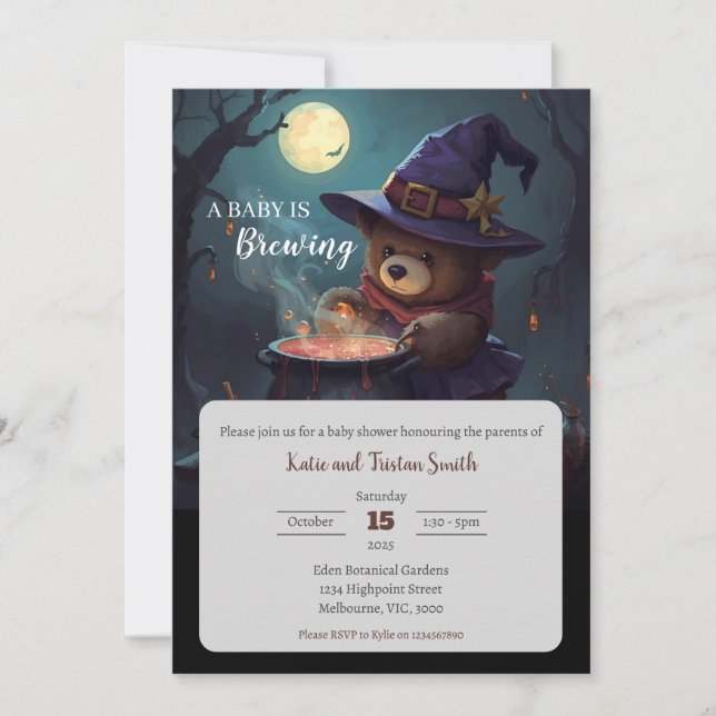 Halloween Nighttime Forest Baby Shower Einladung (Vorderseite)