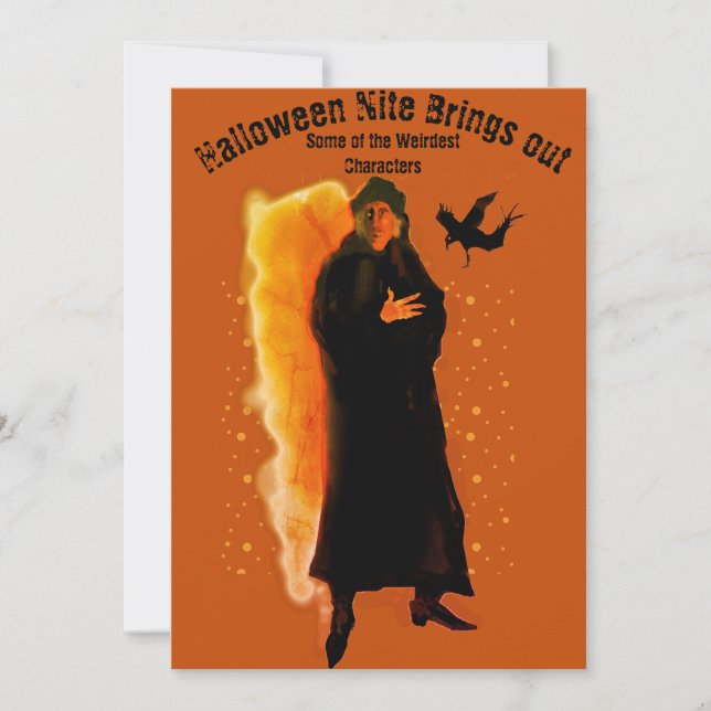 Halloween Nite Party Mysteriöser Charakter Einladung (Vorderseite)