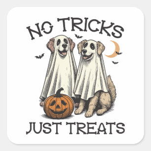 Halloween No Tricks Just Leckereien Ghost Hunde Quadratischer Aufkleber