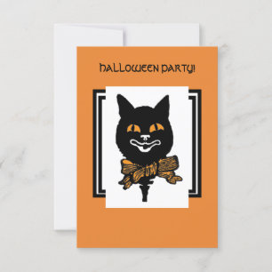 HALLOWEEN NOUVEAU BLACK CAT-Geschenktafel Einladung