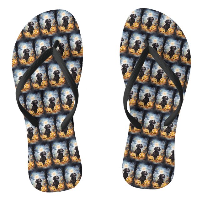 Halloween Nova Scotia mit Pumpkins Beängstigend Flip Flops (Fußbett)