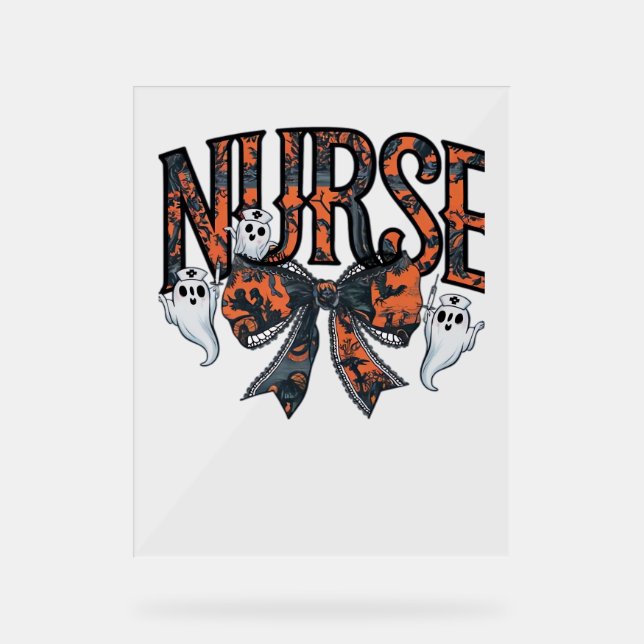 Halloween Nurse Beängstigend Coquette Bow Classic  Acrylschild (Vorderseite)