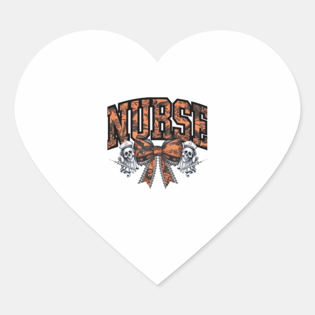 Halloween Nurse Beängstigend Coquette Bow Classic  Herz-Aufkleber (Vorderseite)