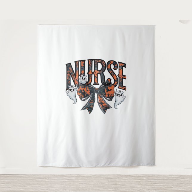 Halloween Nurse Beängstigend Coquette Bow Classic  Wandteppich (Vorderseite)