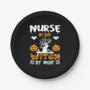 Halloween Nurse by Day Hexe by Night Birthday Pappteller