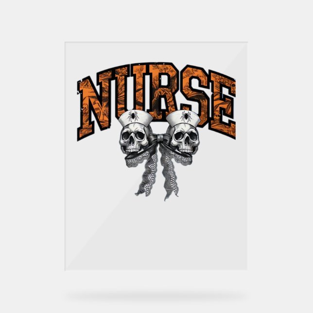 Halloween Nurse Coquette Bow Classic T - Shirt Acrylschild (Vorderseite)