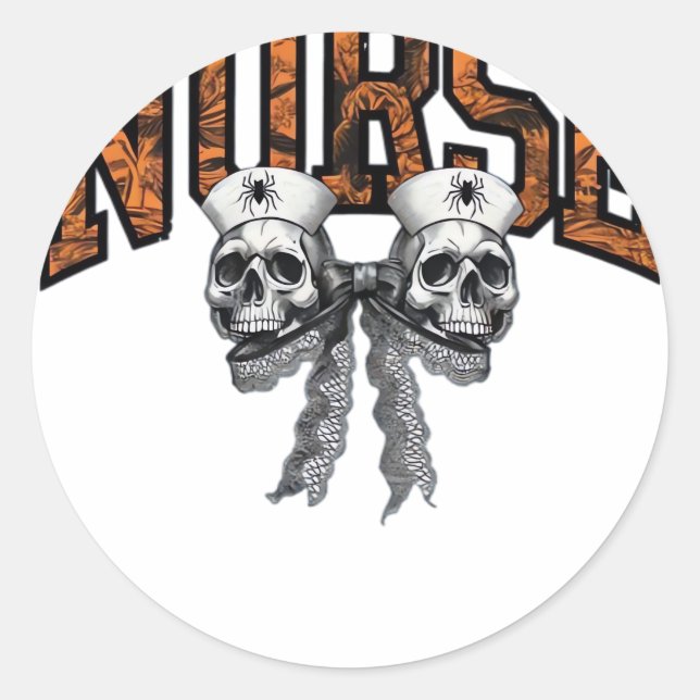 Halloween Nurse Coquette Bow Classic T - Shirt Runder Aufkleber (Vorderseite)