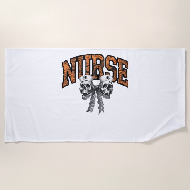 Halloween Nurse Coquette Bow Classic T - Shirt Strandtuch (Vorderseite)