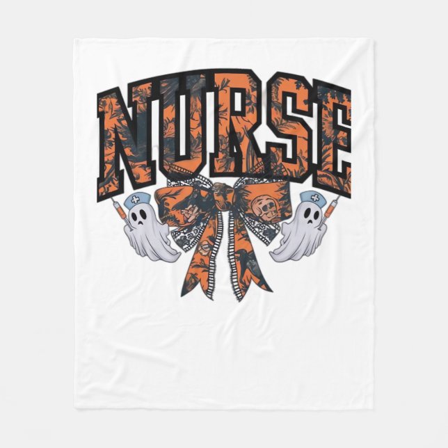Halloween Nurse Coquette Bow Fall Classic T - Shir Fleecedecke (Vorderseite)