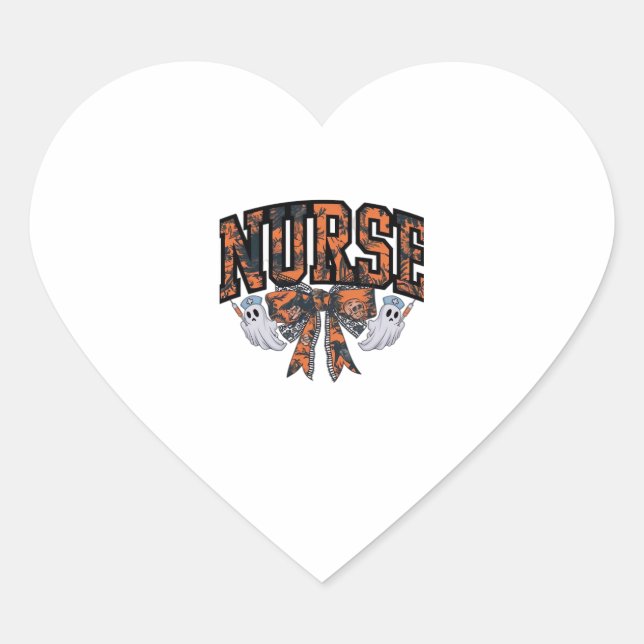 Halloween Nurse Coquette Bow Fall Classic T - Shir Herz-Aufkleber (Vorderseite)