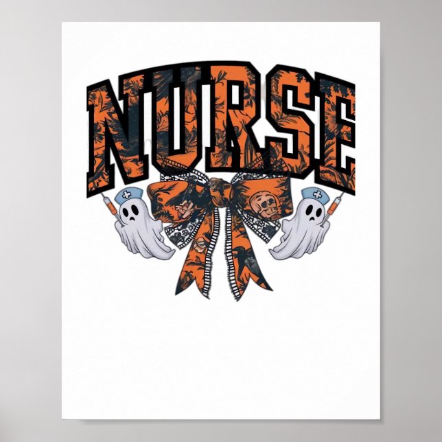 Halloween Nurse Coquette Bow Fall Classic T - Shir Poster (Vorne)
