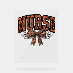 Halloween Nurse Coquette Bow Spooky Classic T-Shir Acrylschild