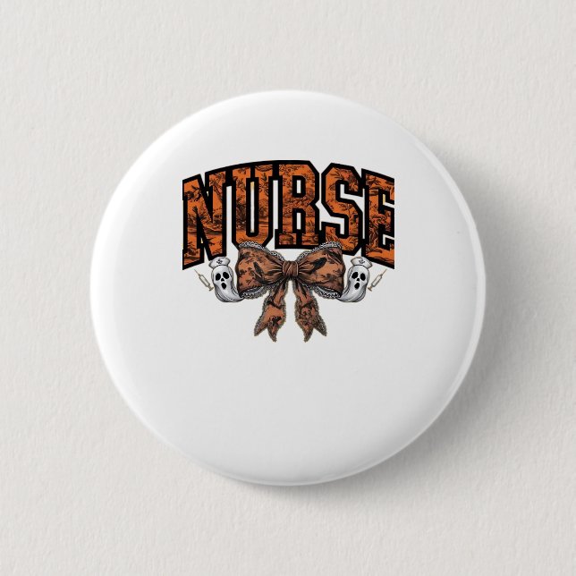 Halloween Nurse Coquette Bow Spooky Classic T-Shir Button (Vorderseite)