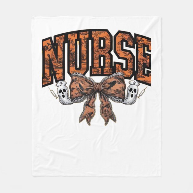 Halloween Nurse Coquette Bow Spooky Classic T-Shir Fleecedecke (Vorderseite)